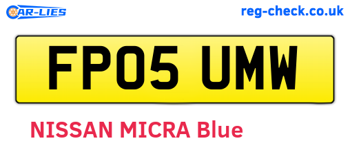 FP05UMW are the vehicle registration plates.