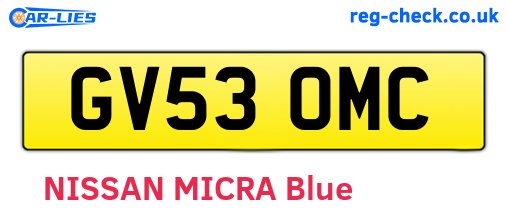 GV53OMC are the vehicle registration plates.