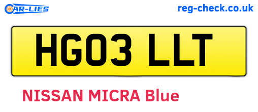 HG03LLT are the vehicle registration plates.