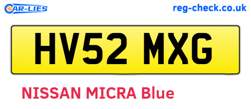 HV52MXG are the vehicle registration plates.