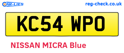 KC54WPO are the vehicle registration plates.