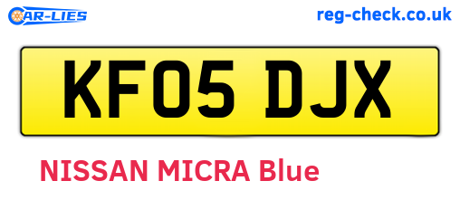 KF05DJX are the vehicle registration plates.