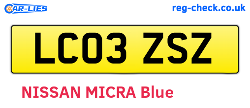 LC03ZSZ are the vehicle registration plates.