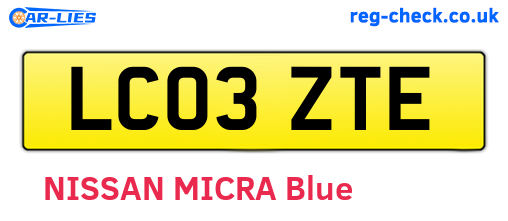 LC03ZTE are the vehicle registration plates.