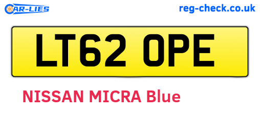 LT62OPE are the vehicle registration plates.