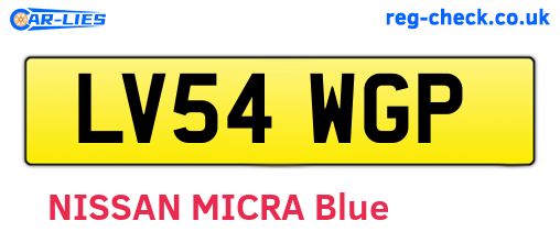 LV54WGP are the vehicle registration plates.