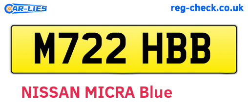 M722HBB are the vehicle registration plates.