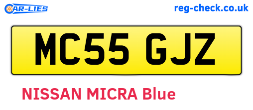 MC55GJZ are the vehicle registration plates.