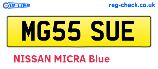 MG55SUE are the vehicle registration plates.