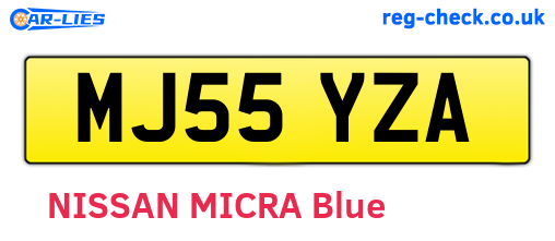 MJ55YZA are the vehicle registration plates.