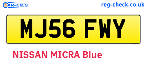 MJ56FWY are the vehicle registration plates.