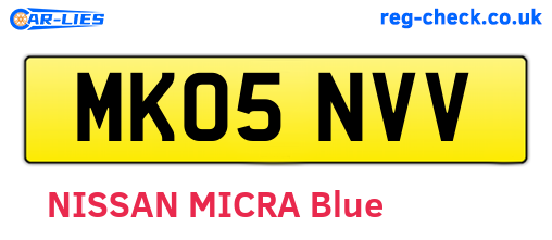 MK05NVV are the vehicle registration plates.