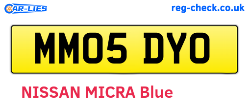 MM05DYO are the vehicle registration plates.
