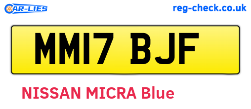 MM17BJF are the vehicle registration plates.