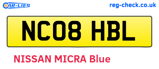 NC08HBL are the vehicle registration plates.