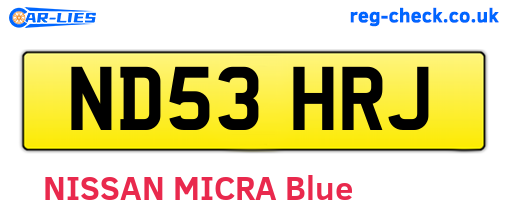 ND53HRJ are the vehicle registration plates.
