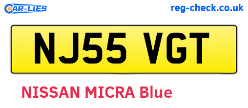 NJ55VGT are the vehicle registration plates.