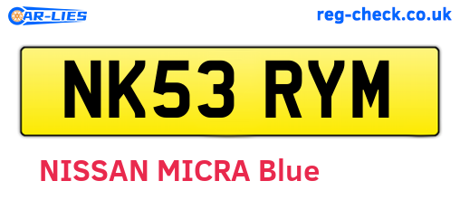 NK53RYM are the vehicle registration plates.