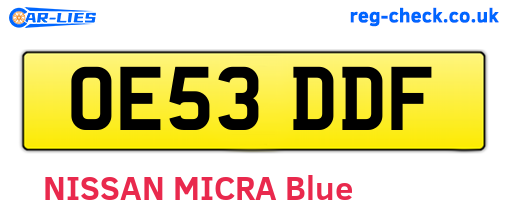 OE53DDF are the vehicle registration plates.