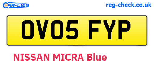 OV05FYP are the vehicle registration plates.