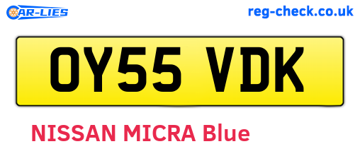 OY55VDK are the vehicle registration plates.