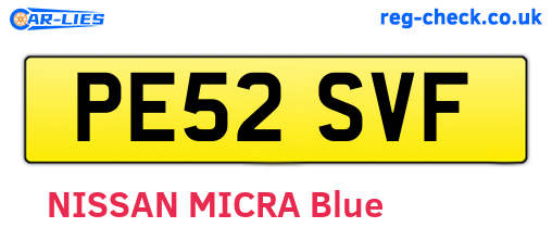 PE52SVF are the vehicle registration plates.