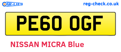 PE60OGF are the vehicle registration plates.