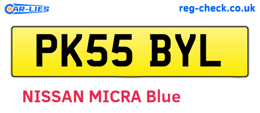 PK55BYL are the vehicle registration plates.