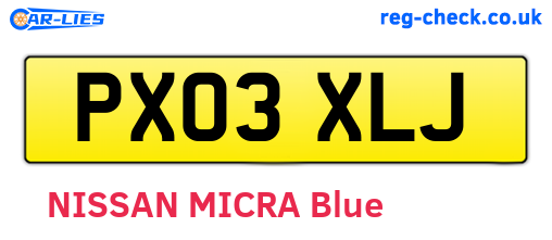 PX03XLJ are the vehicle registration plates.