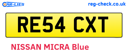 RE54CXT are the vehicle registration plates.
