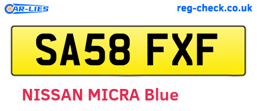 SA58FXF are the vehicle registration plates.
