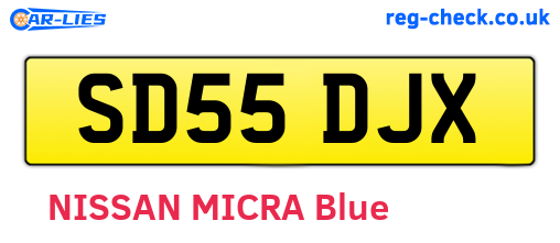 SD55DJX are the vehicle registration plates.