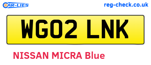 WG02LNK are the vehicle registration plates.