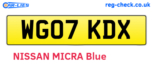 WG07KDX are the vehicle registration plates.