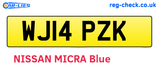 WJ14PZK are the vehicle registration plates.