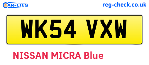 WK54VXW are the vehicle registration plates.