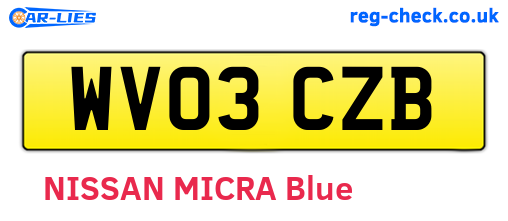 WV03CZB are the vehicle registration plates.