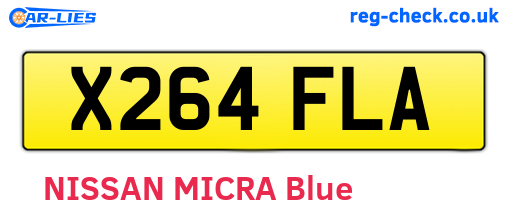 X264FLA are the vehicle registration plates.