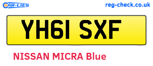 YH61SXF are the vehicle registration plates.