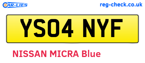 YS04NYF are the vehicle registration plates.