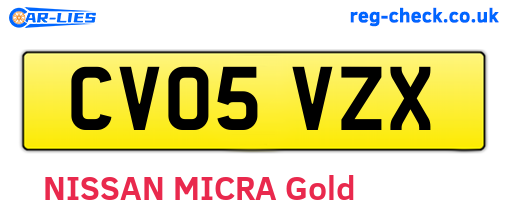 CV05VZX are the vehicle registration plates.