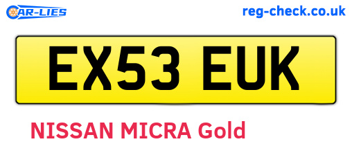 EX53EUK are the vehicle registration plates.