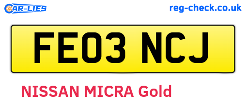 FE03NCJ are the vehicle registration plates.