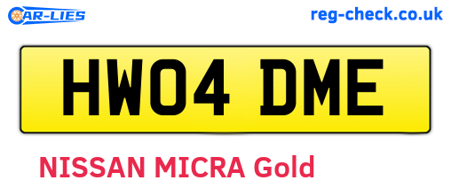 HW04DME are the vehicle registration plates.