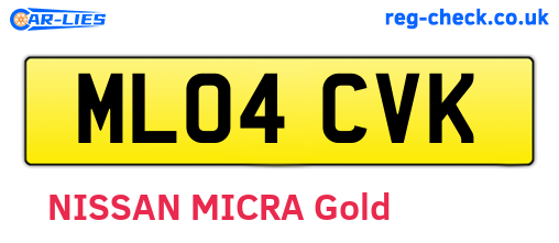 ML04CVK are the vehicle registration plates.