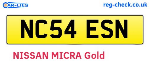 NC54ESN are the vehicle registration plates.