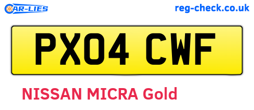 PX04CWF are the vehicle registration plates.