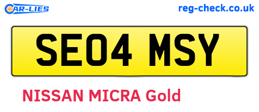 SE04MSY are the vehicle registration plates.