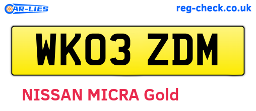 WK03ZDM are the vehicle registration plates.