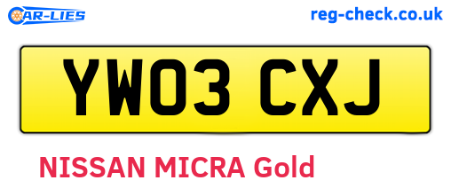 YW03CXJ are the vehicle registration plates.